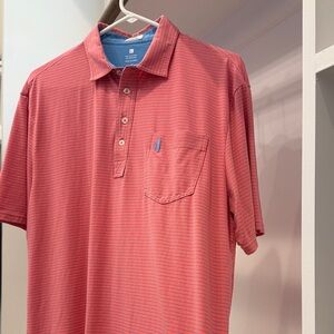 johnnie-O Coral Striped Polo Shirt